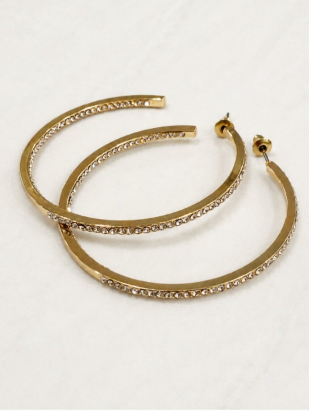 Gold Rhinestone Hoop Earrings
